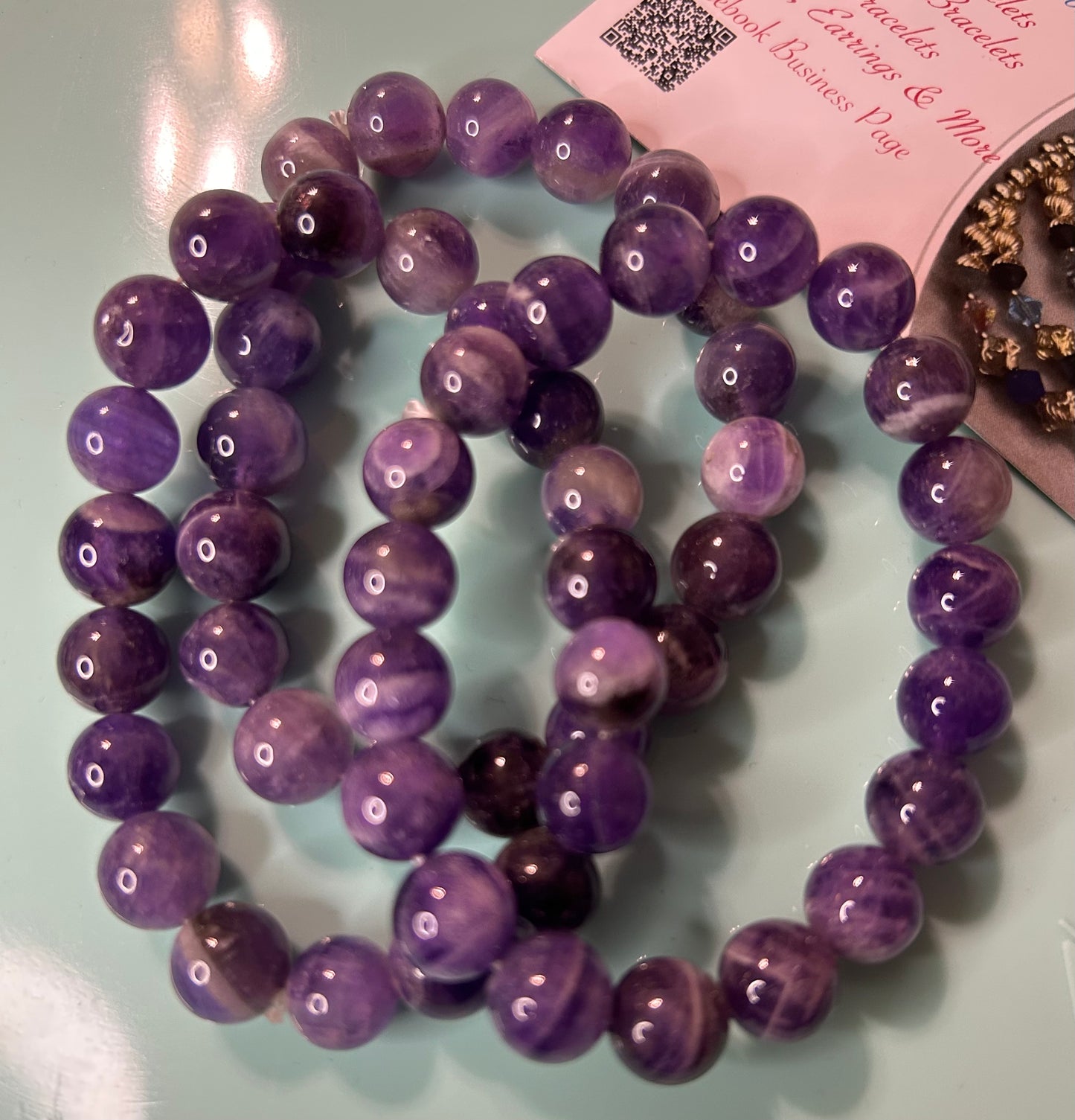 Natural Amethyst Crystal Elastic Bracelets