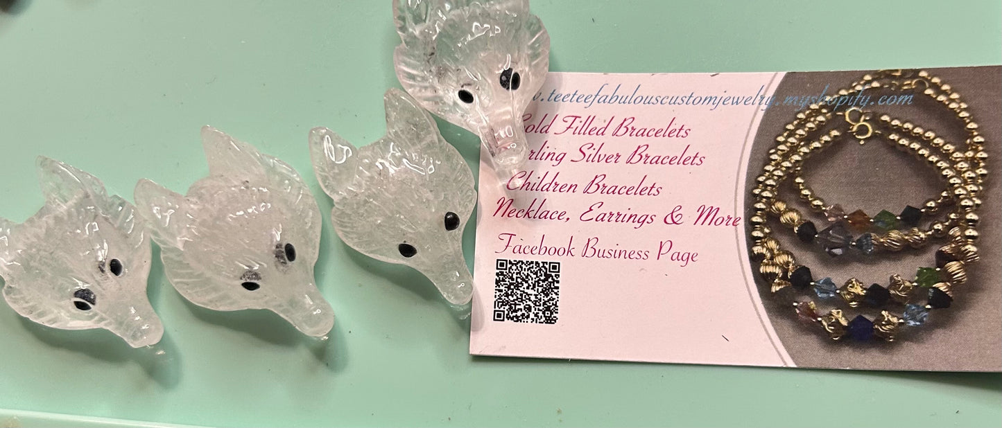 Natural Opalite Wolf Head Pendants
