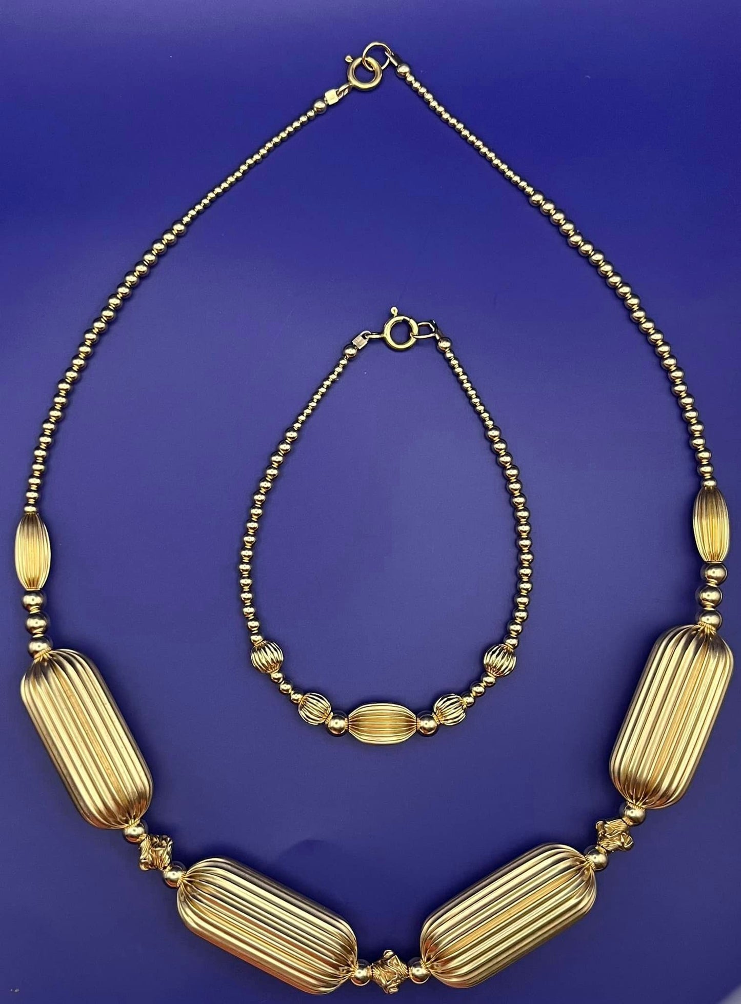 Gold Filled Barrell Necklace Set