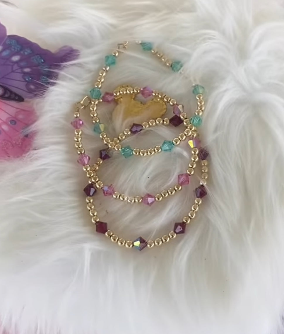 Crystal Bloom Beaded Bracelet Set