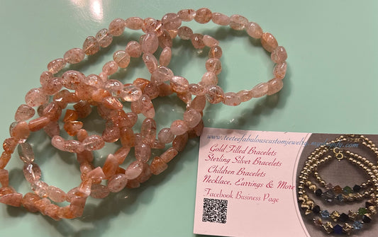 Sunstone nuggets elastic bracelets