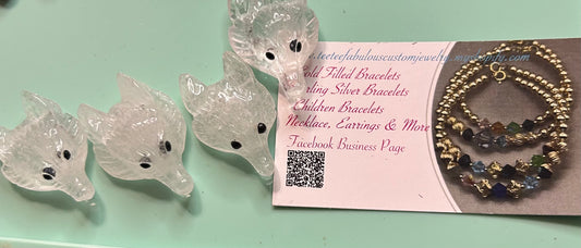 Natural Opalite Wolf Head Pendants