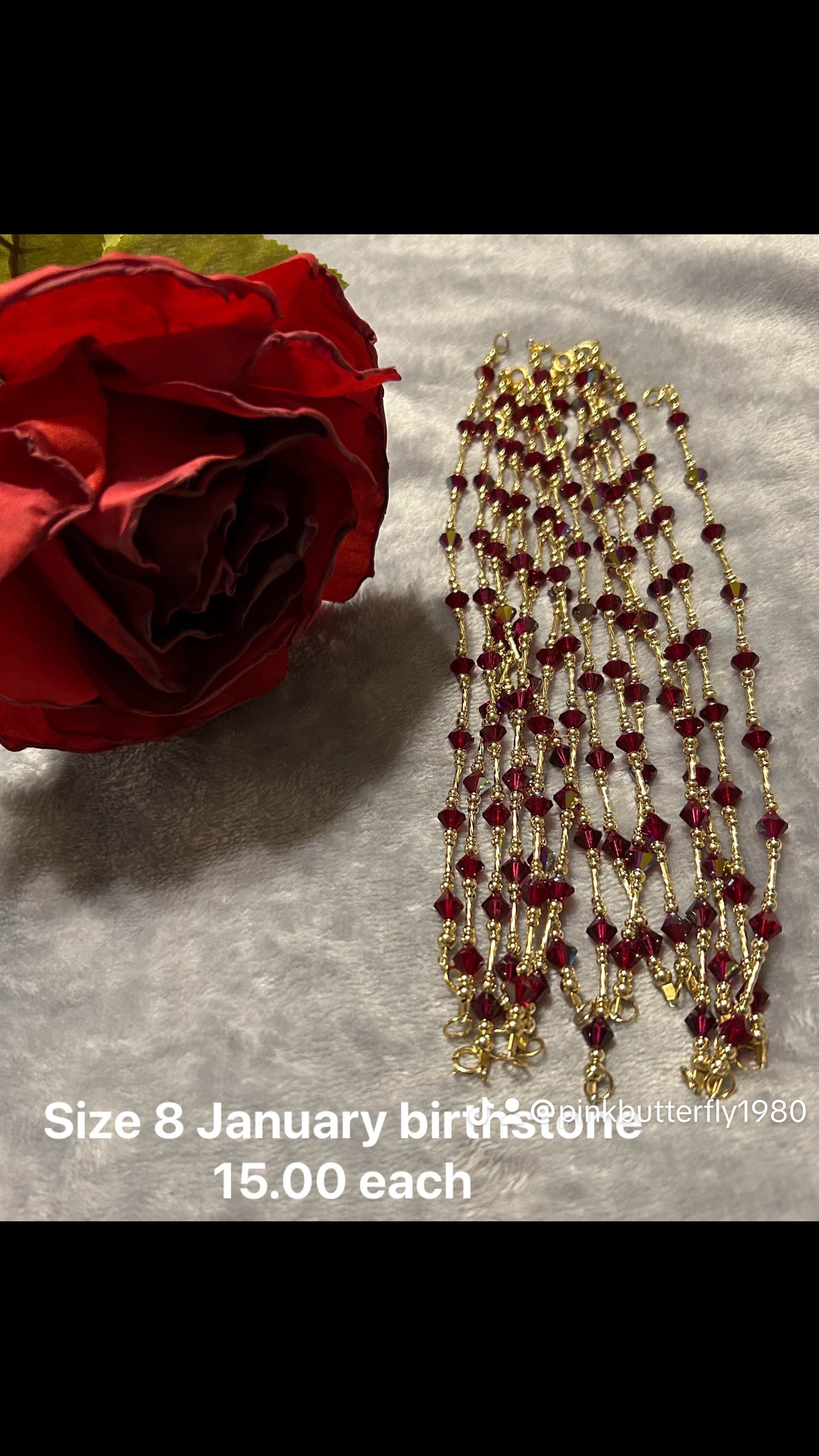 Garnet birthstone Size 8
