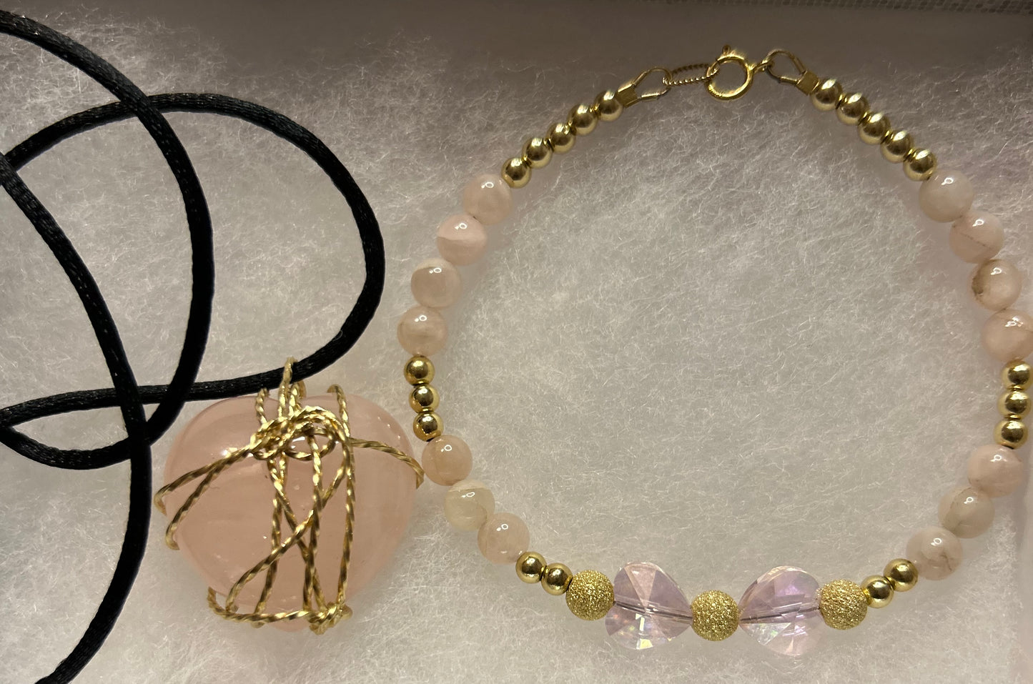Natural Rose Quartz Necklace Set