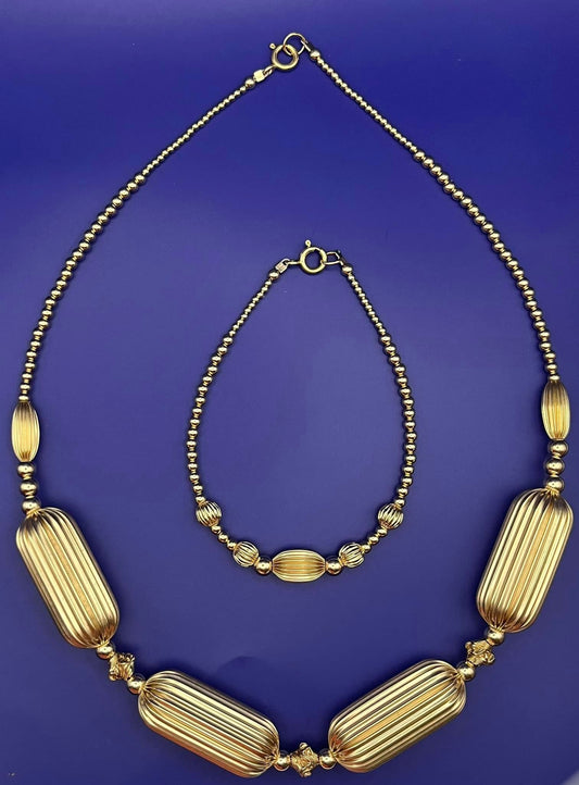 Gold Filled Barrell Necklace Set