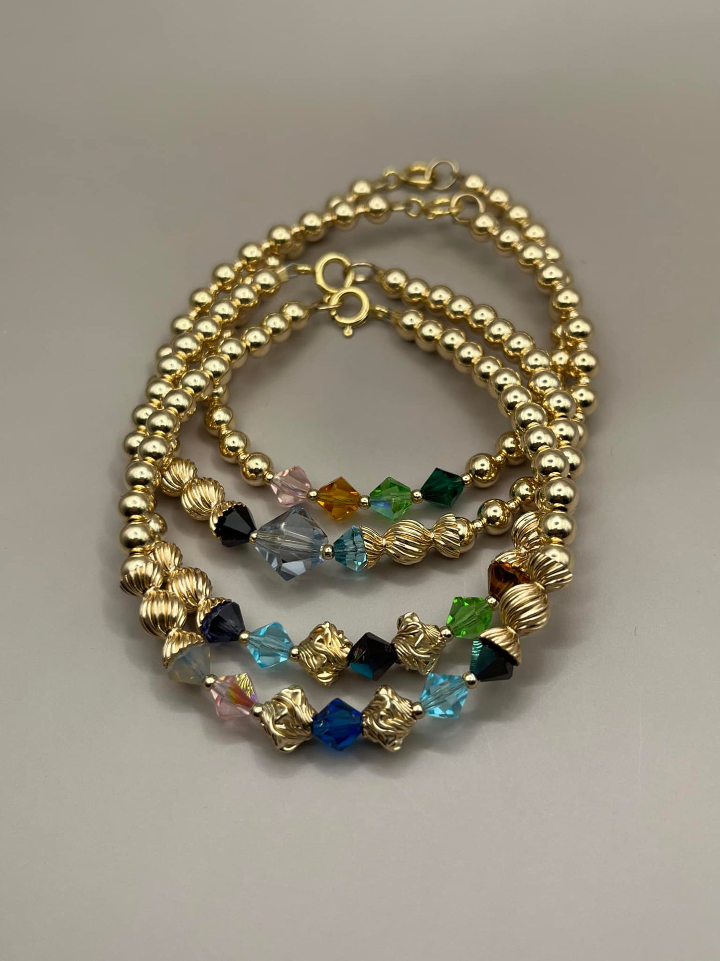Gold Filled Beaded Birthstone Bracelet set